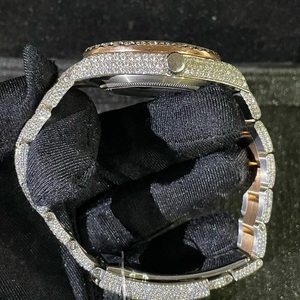 Arc-en-ciel numérique cadran personnalisé clouté rond glacé montre/plein glacé Hip Hop automatique poignet luxueux diamant montre - Product Image 2