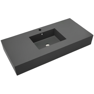 Lavabo de Resina Gris Mate Koricini de 80 cm con Lavabo Central y Orificio para Grifo - Product Image 2