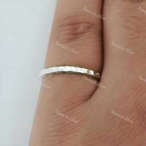 925 Sterling Silver Hammered <b>Ring</b> Dainty Simple Stackable 2.0 mm <b>Ring</b> Perfect Gift for a Stylish Occasion - Product Image 3