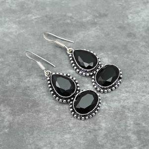 Black <b>Onyx</b> <b>Earrings</b> 925 Sterling Silver Handmade Jewelry Gemstone <b>Earrings</b> Gift For Her - Product Image 4