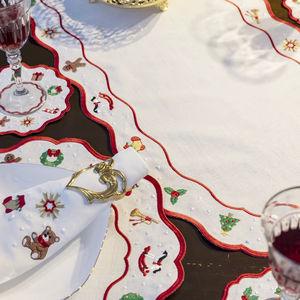 Juego de Textiles de Mesa Bordados Navideños de Lujo de 19 Piezas, Camino de Mesa Rectangular de Lino de Poliéster Resistente a las Manchas - Product Image 2