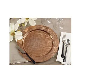 High quality copper charger plate dinning table decorate copper gold coating hammered copper charger plate