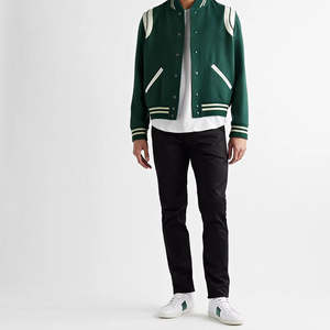 Veste universitaire unisexe, style streetwear, manteau d'hiver en laine/cuir, respirant, écologique, vêtement d'extérieur décontracté, logo sur le devant - Product Image 1