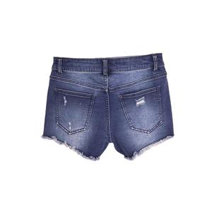 Paola Riboni - Shorts de mezclilla rectos para mujer, cintura alta, estilo vintage desgastado, dobladillo deshilachado, ajuste regular, lavado medio, bordado - Product Image 4