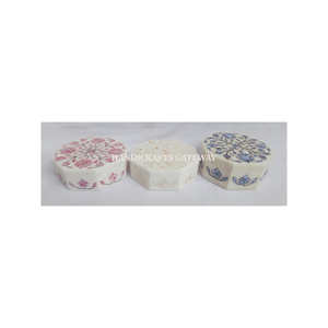 Indian Manufacturer Of White Marble Mother Of Pearl Inlay Jewelry Box Multicolor Fine High Quality Finishing For Business Gift - Product Image 2