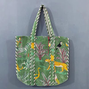 Bolso Tote de Hombro Bohemio Vintage para Mujer, Bolso de Mano Indio con Estampado a Bloque, Terciopelo Multicolor con Bordado, Cierre de Cremallera, para Playa - Product Image 1