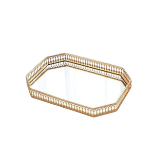 Plateau en miroir argenté exclusif, rectangulaire, en verre, organisateur décoratif, plateau de rangement, décoration de table, bijoux, maquillage, accent, vente - Product Image 2