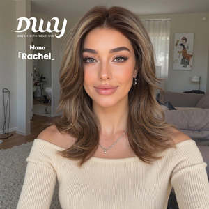 Rachel-DWY Women's 18-Inch Glueless Synthetic <b>Wig</b> with Free Part Collarbone Length Wavy <b>Brown</b> Lace Front for Autumn Outfits - Product Image 4