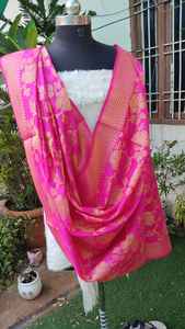 Traditional Scarf Women's Silk Floral Design Banarasi Dupatta for Women and Girls Hijab <b>Shawl</b> Handmade <b>Wrap</b> - Product Image 3