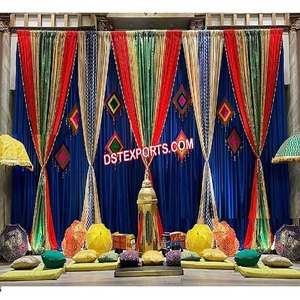 Decoración de Escenario para Bodas Indias Sangeet, Tela Ligera, Tamaño Personalizable, Tema Punjabi, Accesorios para Bodas Sangeet en Oferta - Product Image 1