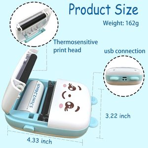 เครื่องพิมพ์พกพาขนาดเล็กลายการ์ตูนหมีเชื่อมต่อมือถือไร้หมึกไร้สาย BT A8C กะทัดรัดสำหรับเด็กเด็กเด็กเล่นปาร์ตี้ - Product Image 3