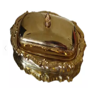 Décoration en métal fantaisie dorée de luxe, en laiton, pour la décoration, service pour les restaurants, conception de beurrier et de vaisselle - Product Image 4