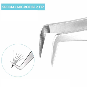 Pinzas Profesionales para Pestañas de Acero Inoxidable con Punta Curva de Microfibra Antiestática, Duraderas y con Agarre Cómodo, Herramienta para Extensión de Pestañas - Product Image 4