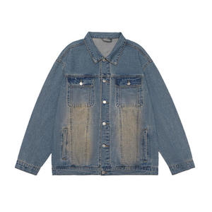 Veste en jean surdimensionnée pour homme, vente en gros, coton de haute qualité, veste décontractée à boutons, veste d'hiver pour homme, logo sur le devant, vestes pour homme - Product Image 4