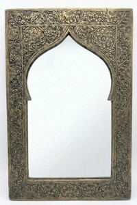 Moroccan Brass <b>Mirror</b> Handmade Decorative Wall Hanging <b>Vintage</b> Boho Living Decor Ornate Gold Frame - Product Image 2