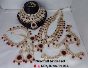 Conjunto de collar de joyería nupcial completo antiguo de diseñador chapado en oro tradicional indio y de moda WithMaangTikka para niña y Mujer - Product Image 2