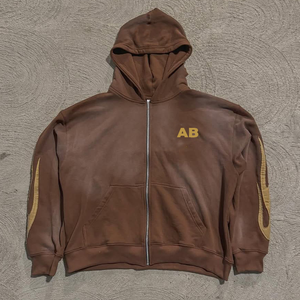 ชุดวอร์มลายพระอาทิตย์จางหายไปชุดวอร์มปักผ้าหนาทรงโอเวอร์ไซส์สำหรับผู้ชาย - Product Image 2