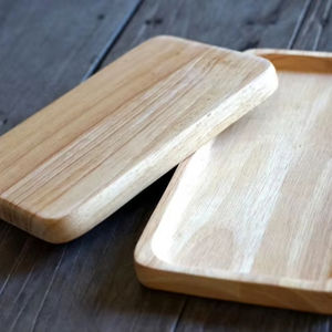 Vajilla decorativa rectangular de madera maciza Real Natural para servir fruta, plato de postre, bandeja para servir café, bandeja para servir café - Product Image 1