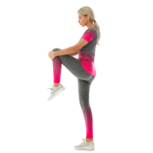 Venta al por mayor de ropa de atletismo entrenamiento correr gimnasio Fitness conjuntos de cintura alta sublimación impresión Yoga desgaste conjunto - Product Image 5