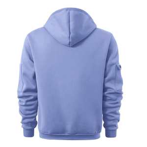 Personnalisé 100% coton hommes hiver tenue décontracté à manches longues demi fermeture éclair sweats à capuche style teint uni - Product Image 2