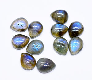 Cabochons de Quartz arc-en-ciel en forme de poire labradorite de feu bleu naturel certifié 10X8mm 2.55 Ct cristal calibré en vrac pour - Product Image 2