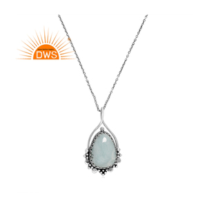 Meilleure vente collier pendentif en larimar naturel en argent sterling oxydé bijoux personnalisés pour les femmes cadeau pour elle - Product Image 4