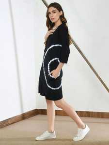 Nouveautés été Boho robe mi-longue pour femmes manches 3/4 taille naturelle tissé écologique lavable Tie Dye Techniques - Product Image 5
