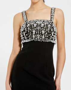 Robe de soirée chic pour femme, noire, longueur mi-longue, droite, élégante, sans manches, nettoyage à sec, devant pour occasions spéciales, glamour - Product Image 6