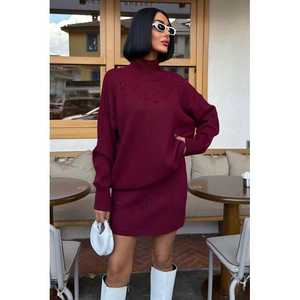 Ensemble en tricot à col roulé avec détails ajourés pour femmes 10256 - Product Image 3