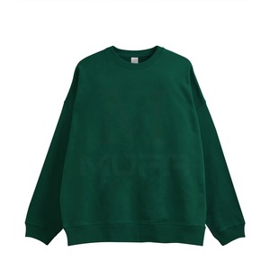 100% algodón patrón sólido sudadera forrada cuello redondo lavado ácido y bordado liso teñido y lavado a la piedra para invierno - Product Image 1