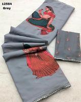 Sari classique dernier cri tendance doux lisse sans poids Georgette kalamkari poupée impression fantaisie vêtements ethniques Saree exclusif vêtements de fête