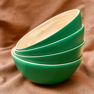 Yellow color coiled spun <b>fiber</b> <b>bamboo</b> bowl sets natural kitchen bowls top quality wholesale dinnerware set - Product Image 4