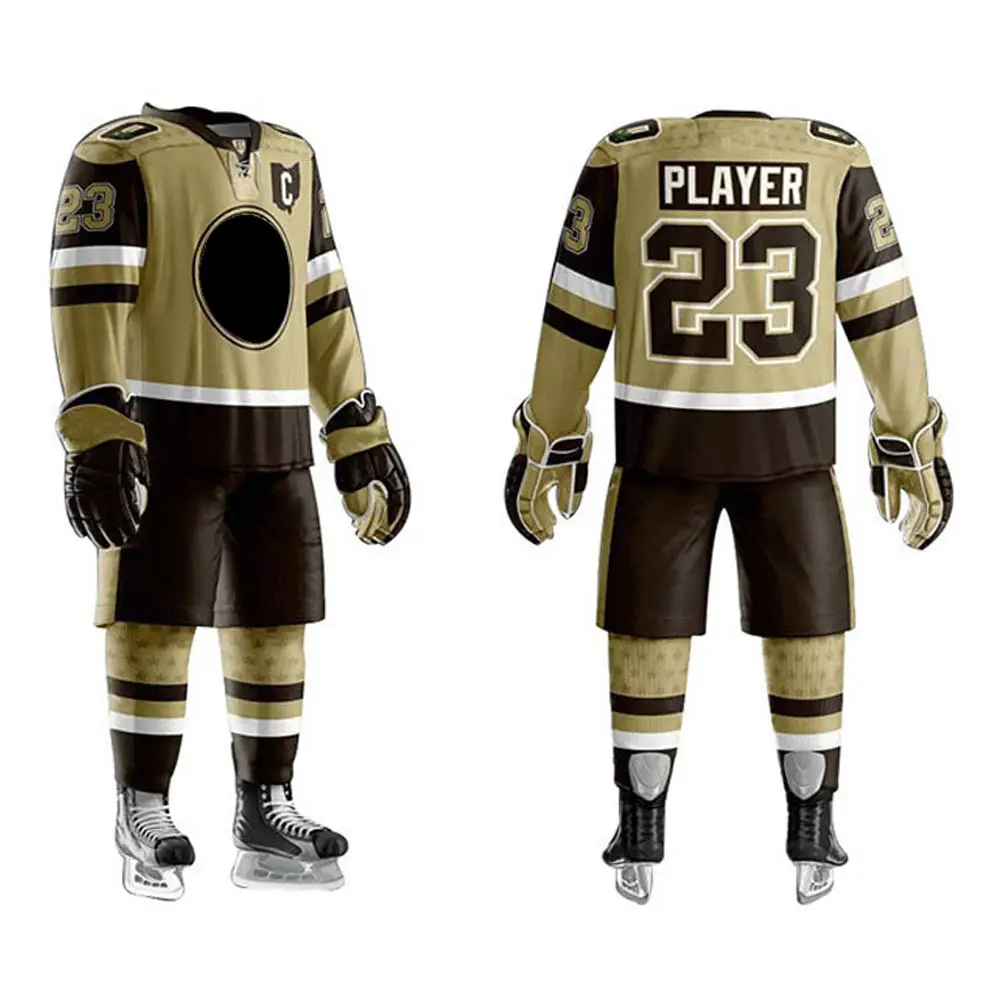 Vente en gros de maillots et shorts de hockey sur glace entièrement personnalisés uniforme de hockey sur glace nouveau style sublimé de meilleure qualité