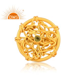 New Pattern Design Brass 18K <b>Yellow</b> Gold Plated Peridot Gemstone Ring for Women Custom Design Jewelry Supplier - Product Image 3