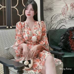 2023 Summer Long <b>Casual</b> <b>Dresses</b> Fashionable Chiffon <b>Maxi</b> Lady <b>Dress</b> with Floral Pattern Reasonable Price Customizable Washable - Product Image 3