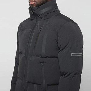 Embossed Canvas Long Street Wear Unisex Casual Puffer Quilted <b>Jacket</b> Wholesale - Product Image 4