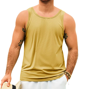 เสื้อกล้ามผ้าคอตตอนผสมโพลีเอสเตอร์แบบเรียบ น้ำหนักเบา สั่งทำพิเศษ พิมพ์โลโก้ได้ คอทรงโอ สำหรับผู้ชาย - Product Image 5