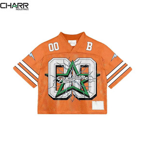 Custom Made Luxury Streetwear Oversized V Neck Soccer <b>Cropped</b> Boxy <b>Cropped</b> T Shirt Mesh Football Jersey for <b>Men</b> - Product Image 5