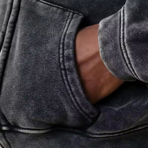 Hombres 100% Algodón Personalizado Logo Drop Shoulder Boxy Hoodies Doble Cremallera Sudadera Con Capucha Oversized Pullover Heavyweight Hoodie - Product Image 3