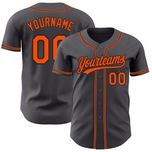 Ropa de equipo personalizada más vendida, camiseta de béisbol auténtica gris acero naranja-negra personalizada - Product Image 1