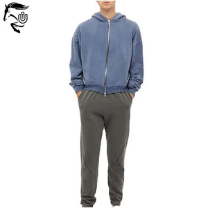 Wholesale 100% Cotton <b>Men's</b> <b>Hoodie</b> Sweatshirt Vintage Style Heavyweight French <b>Fleece</b> Oversized Acid Wash 6XL Solid Hooded for - Product Image 2