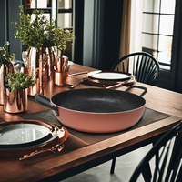 Ustensiles de cuisine en granit italien, poêle extra large en aluminium antiadhésive, bronze métallique pour les occasions spéciales, ustensiles de cuisine