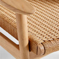 Fauteuils de salon portables modernes Jaemin en teck massif et rotin tressé, pliables, imperméables, légers et écologiques pour villa, cuisine, parc