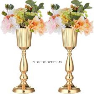 Último patrón llegada alto grado chapado en oro calidad Superior Metal y mármol blanco hecho boda centro de mesa suministros de decoración - Product Image 4