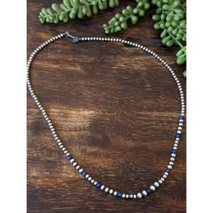 Collar de Plata de Ley con Cuentas Graduadas y Perlas de Agua Dulce Estilo Navajo, Cadena de Eslabones con Número y Ancla, Ideal para Regalo - Product Image 2