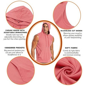 Camiseta sin mangas con capucha de entrenamiento para hombre, Camiseta deportiva para culturismo Stringer Muscle Cut Off, rendimiento cómodo, transpirable para hombre - Product Image 5