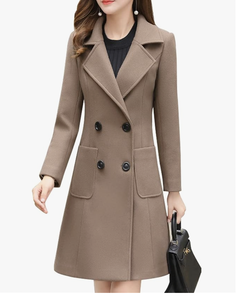 Manteau en laine mélangée à double boutonnage et col cranté élégant pour femmes, nouvelle arrivée, logo personnalisé, usine directe, Bangladesh, tendance - Product Image 2