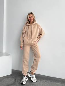 Custom <b>Womens</b> Vintage Solid Breathable Fleece Tracksuit with Elastic Waist High-Quality Sport Cargo <b>Joggers</b> Winter Two-Piece <b>Set</b> - Product Image 2