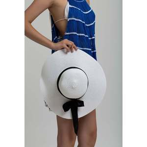 Chapeau de paille large blanc avec nœud HSR2081 - Blanc - Product Image 4