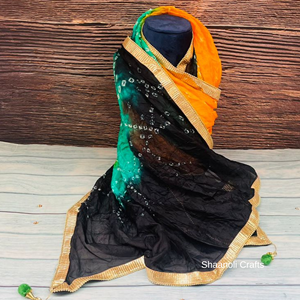 ผ้าคลุมไหล่แบบแบนดานีลายพิมพ์มือสไตล์ราชสถานแบบใหม่ สำหรับงานแต่งงาน ของชำร่วยงานแต่งงาน ฉากหลังงานแต่งงาน - Product Image 1